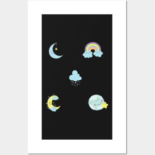 Cute baby elements|moon|cloud|planet Posters and Art